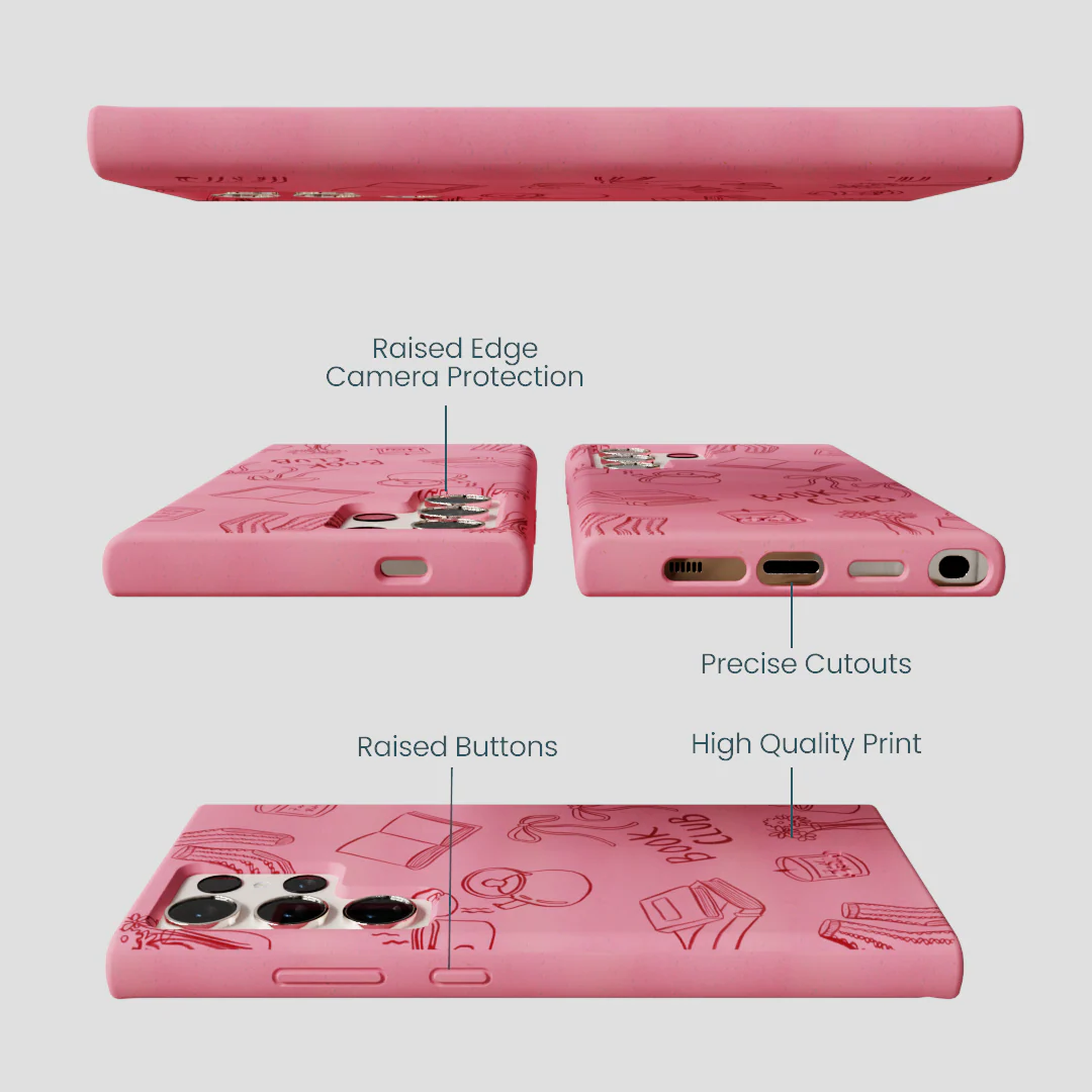 Bubblegum Pink Book Club Samsung Galaxy S24 Ultra Case - Image 3