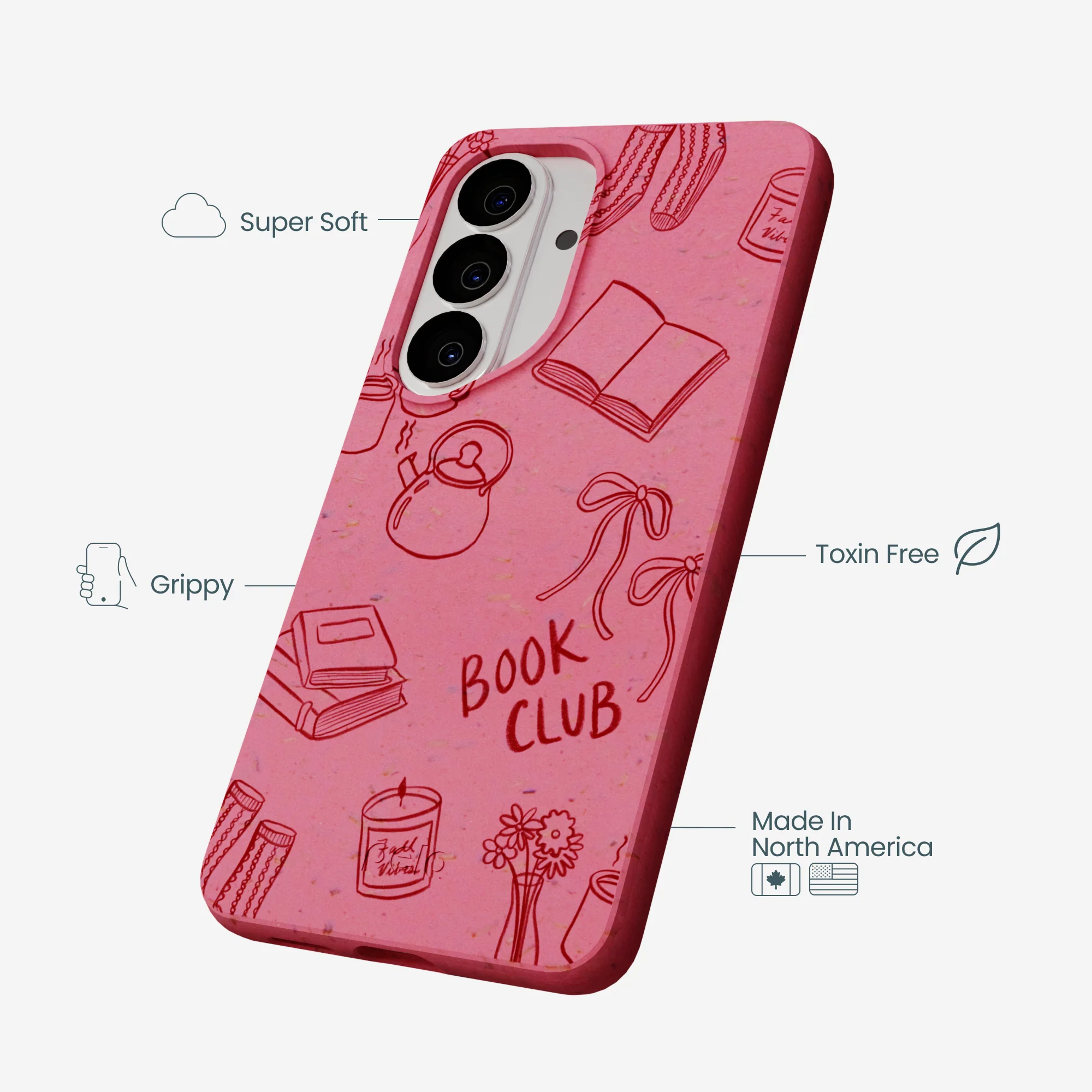 Bubblegum Pink Book Club Samsung Galaxy S26 Case - Image 4