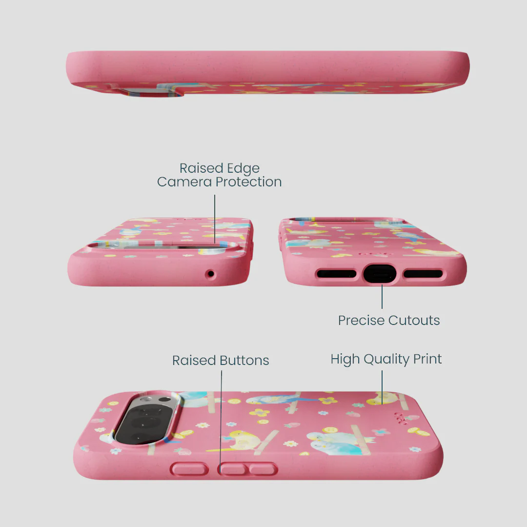 Bubblegum Pink Budgie Daydream Google Pixel 10/10 Pro Case - Image 3
