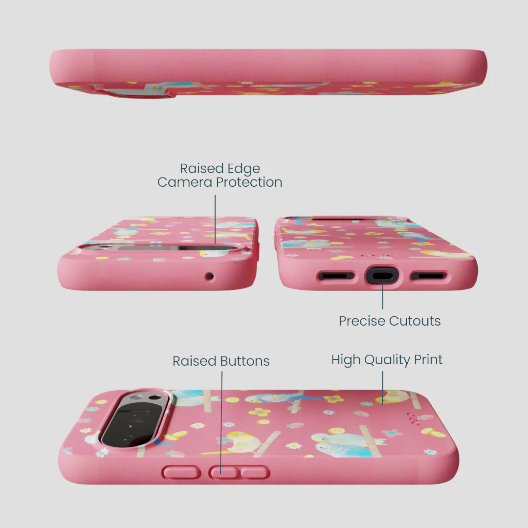 Bubblegum Pink Budgie Daydream Google Pixel 10 Pro XL Case - Image 3