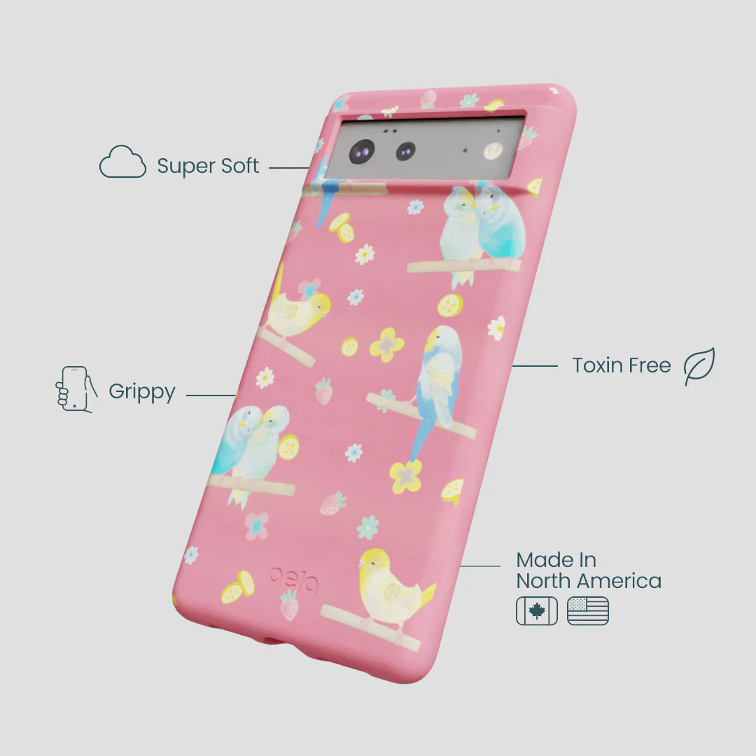 Bubblegum Pink Budgie Daydream Google Pixel 6a Case - Image 4