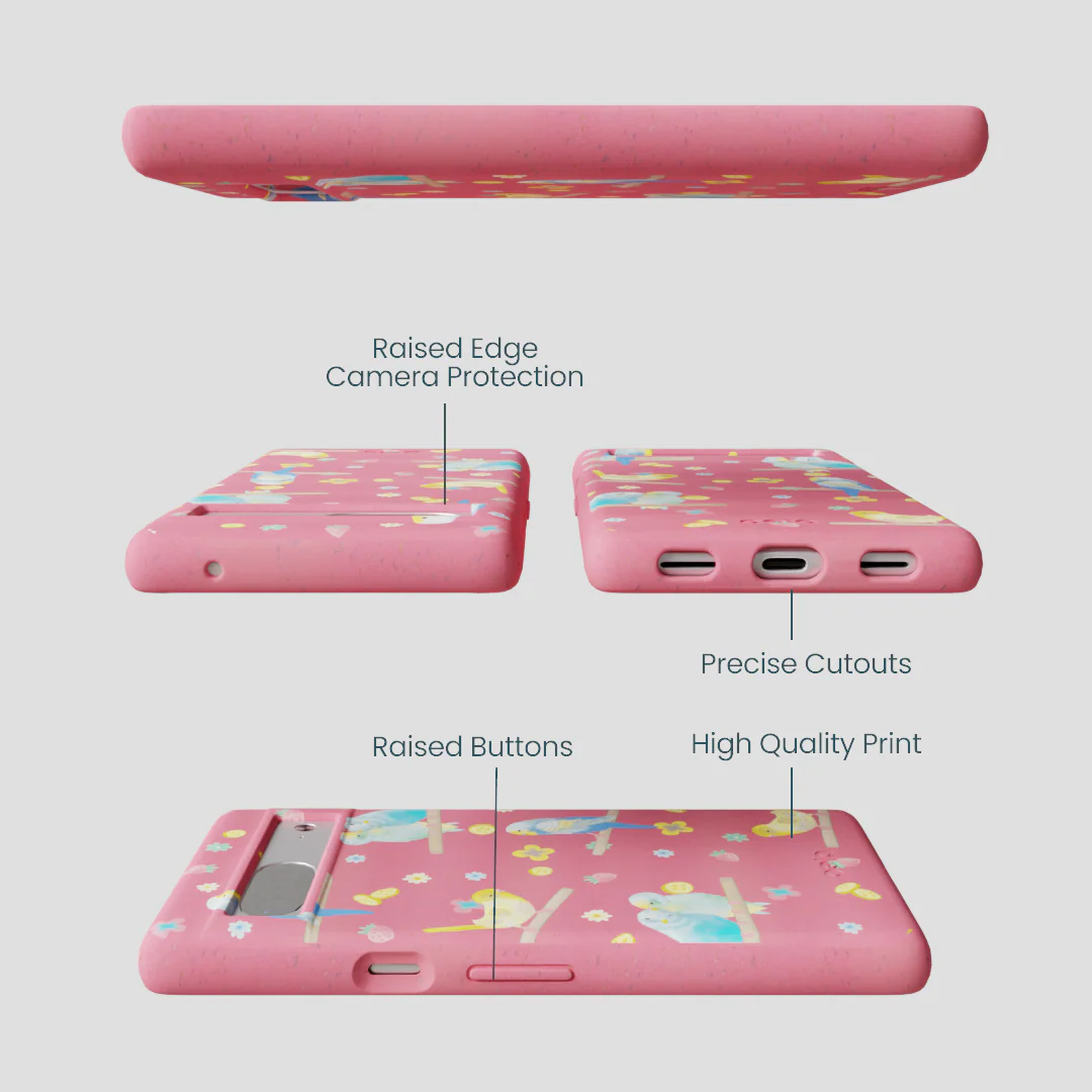 Bubblegum Pink Budgie Daydream Google Pixel 7 Case - Image 3