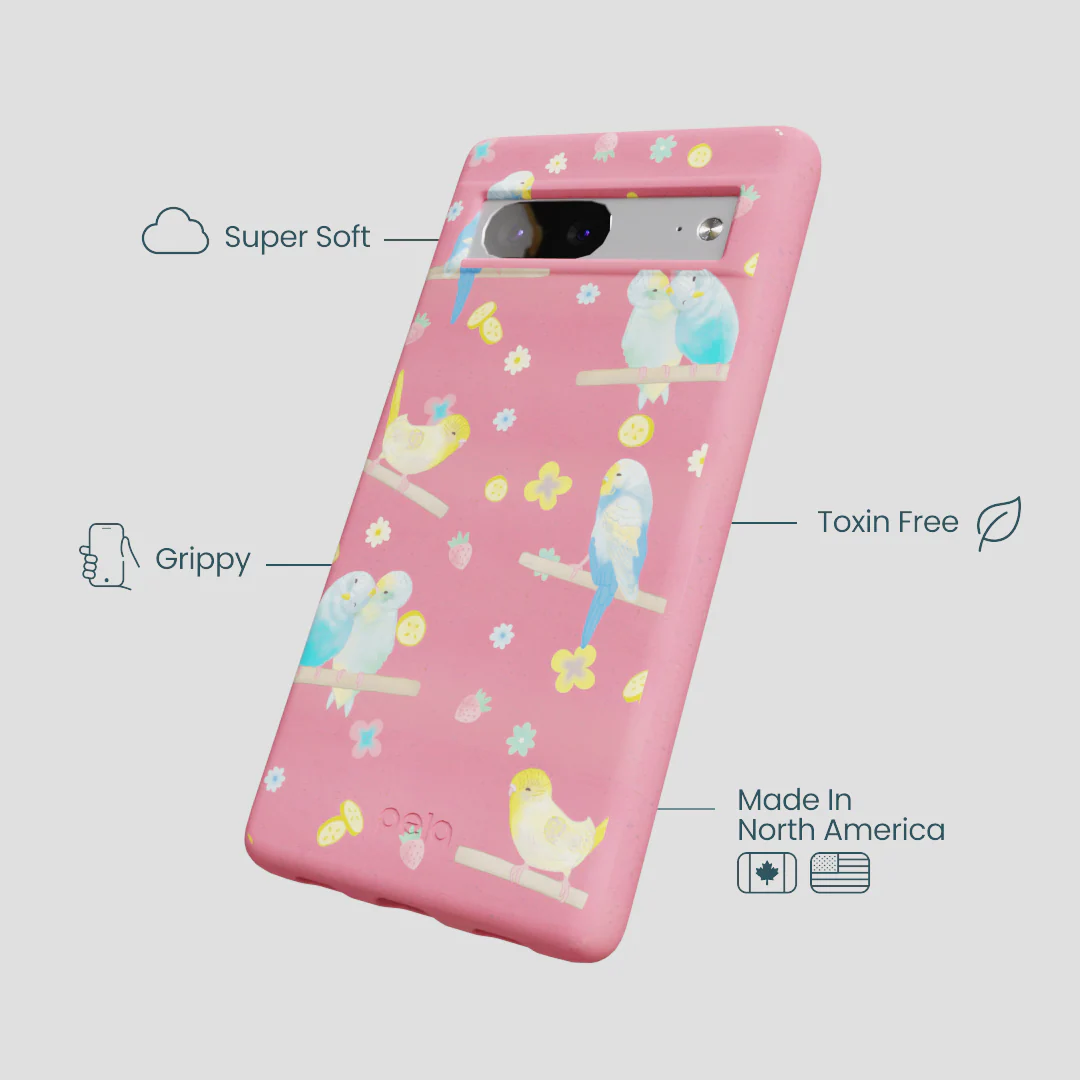 Bubblegum Pink Budgie Daydream Google Pixel 7 Case - Image 4