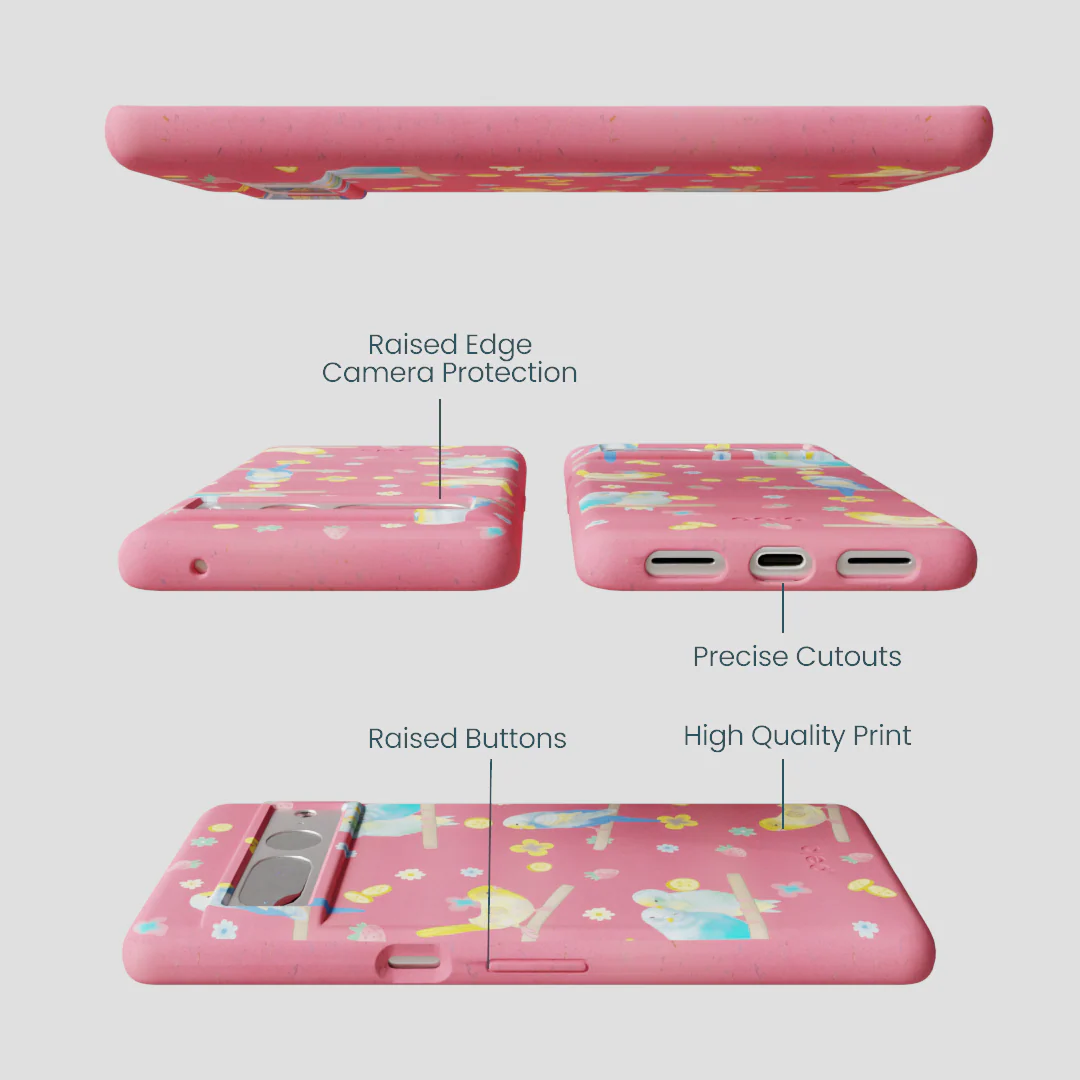 Bubblegum Pink Budgie Daydream Google Pixel 7 Pro Case - Image 3