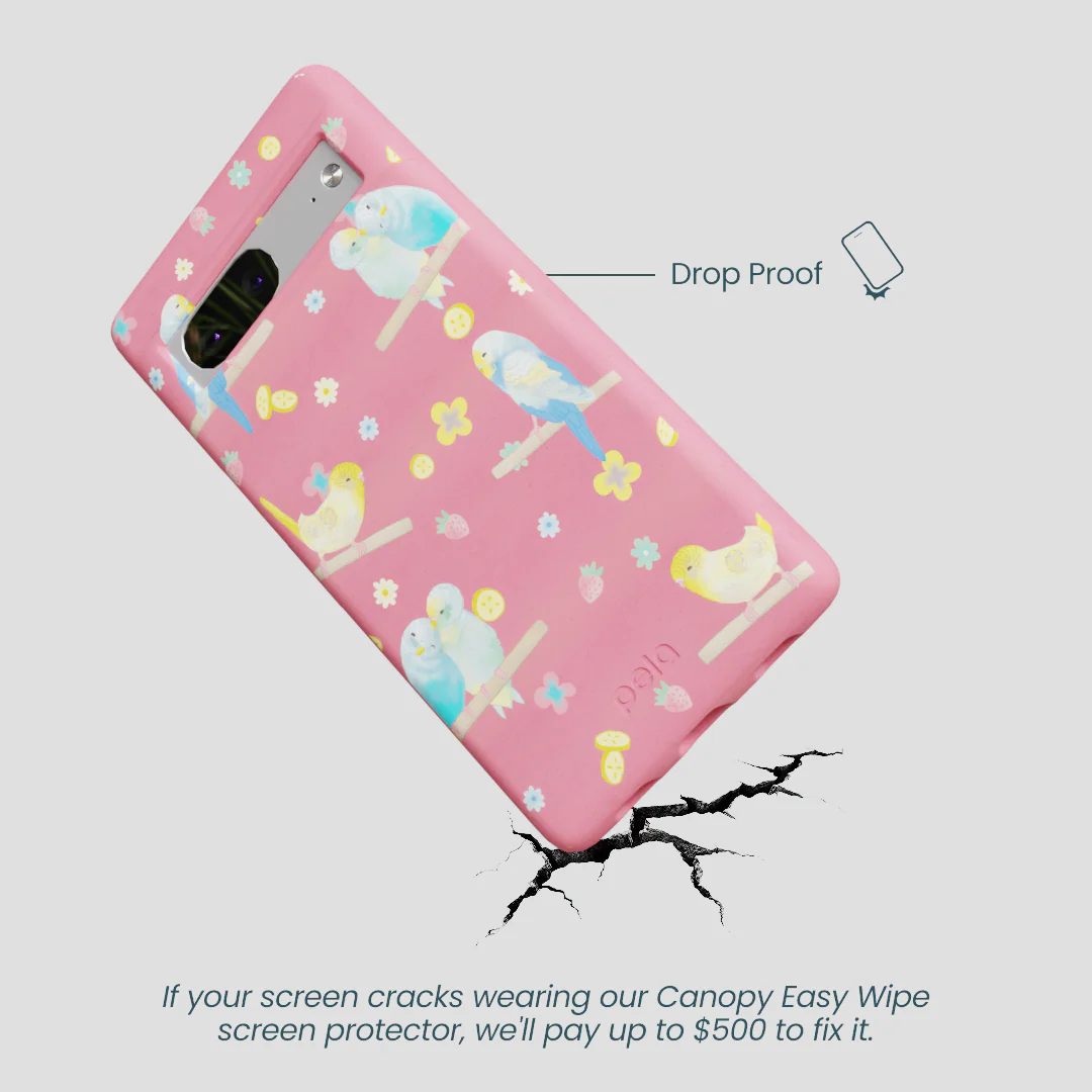 Bubblegum Pink Budgie Daydream Google Pixel 7a Case - Image 5
