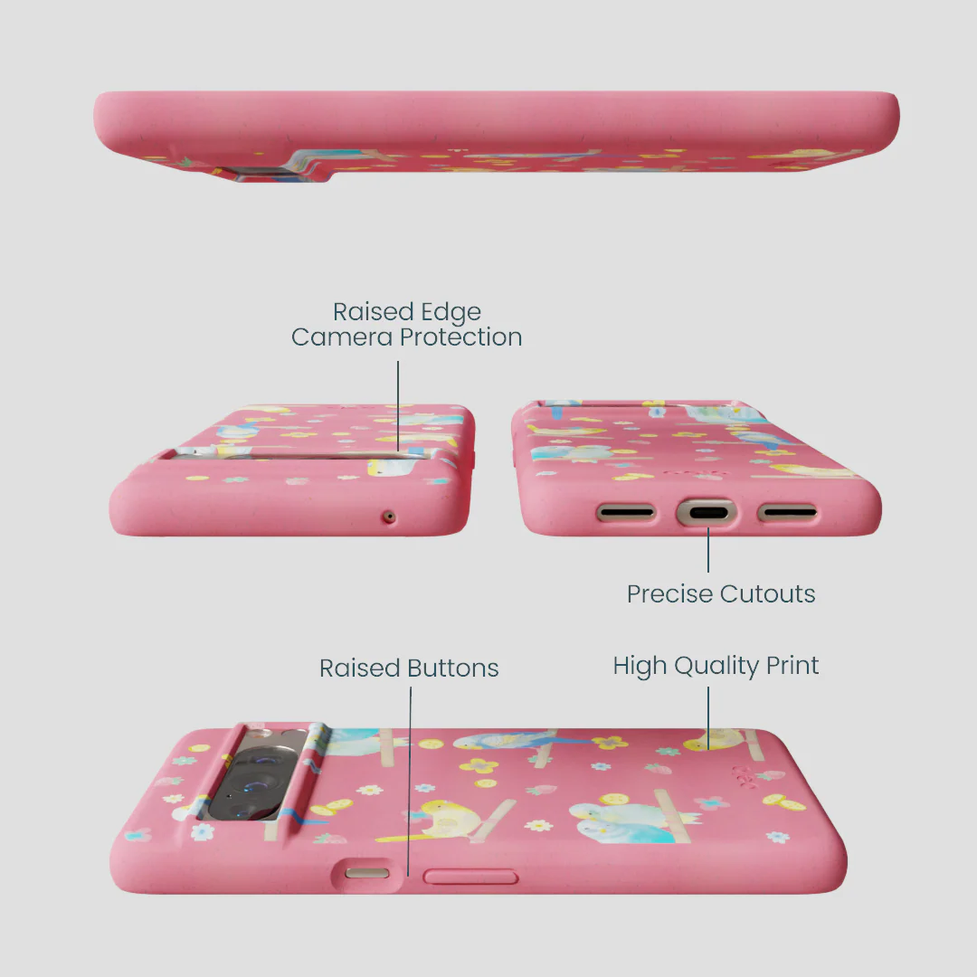Bubblegum Pink Budgie Daydream Google Pixel 8 Pro Case - Image 3