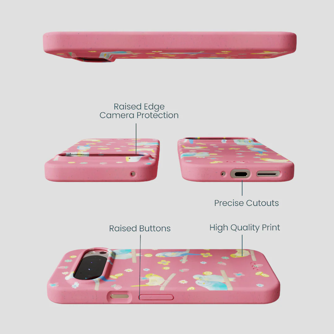 Bubblegum Pink Budgie Daydream Google Pixel 9/9 Pro Case - Image 3