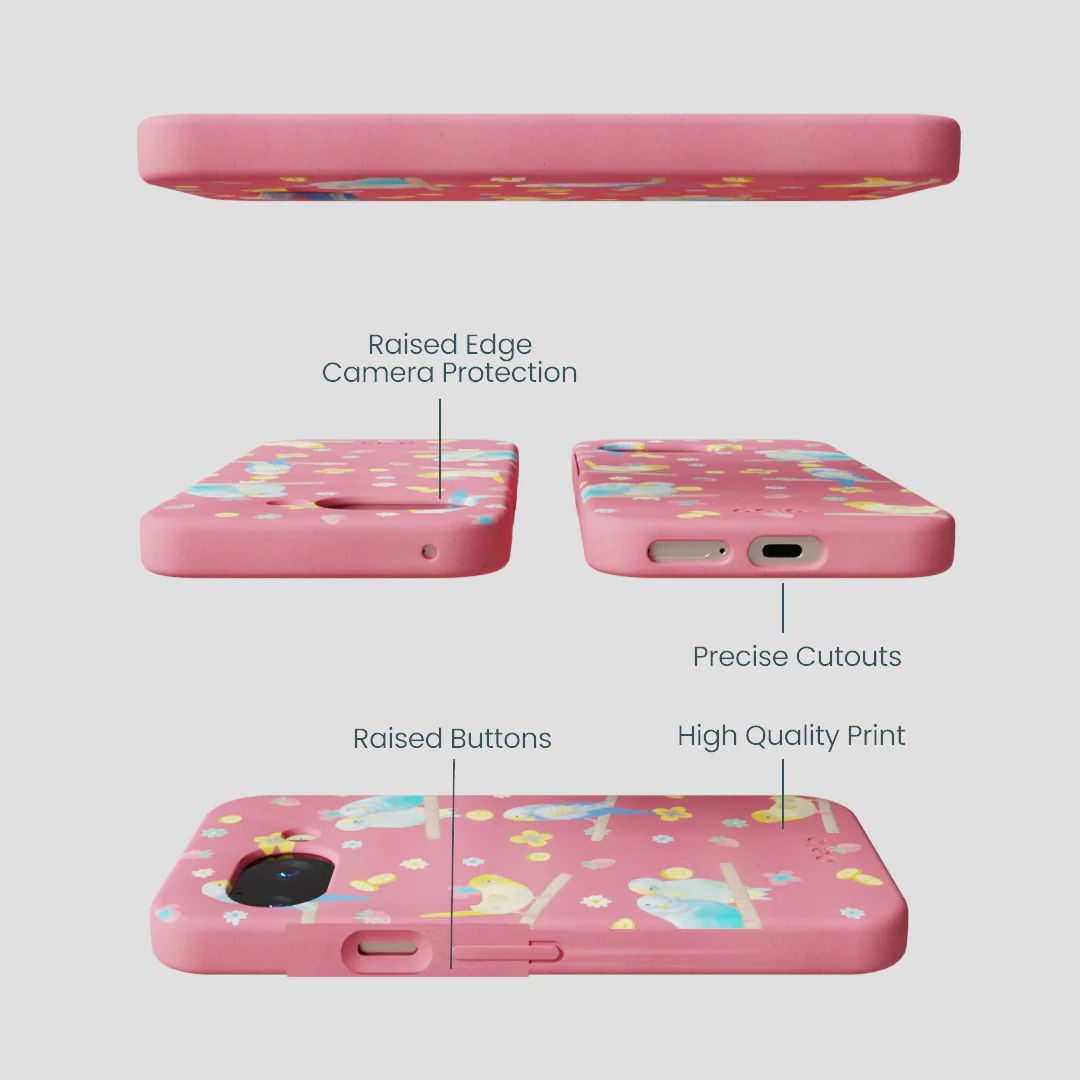 Bubblegum Pink Budgie Daydream Google Pixel 9a Case - Image 3