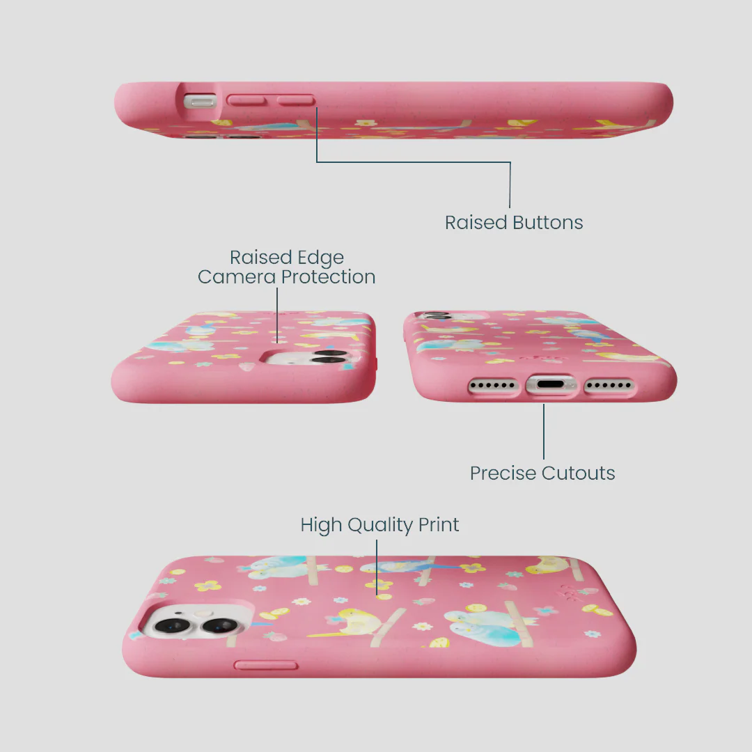Bubblegum Pink Budgie Daydream iPhone 11 Case - Image 3