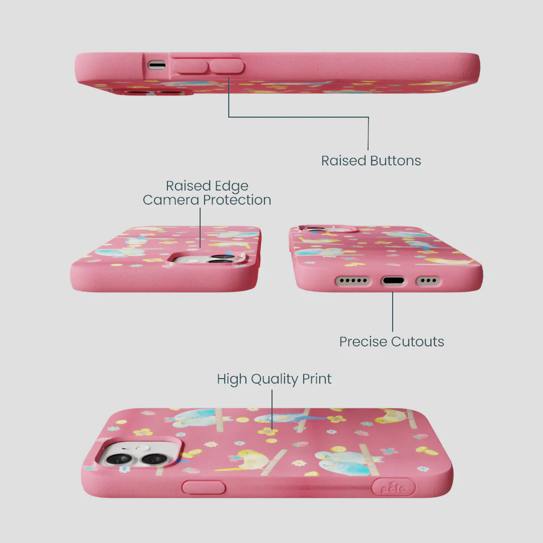 Bubblegum Pink Budgie Daydream iPhone 12/ iPhone 12 Pro Case - Image 3