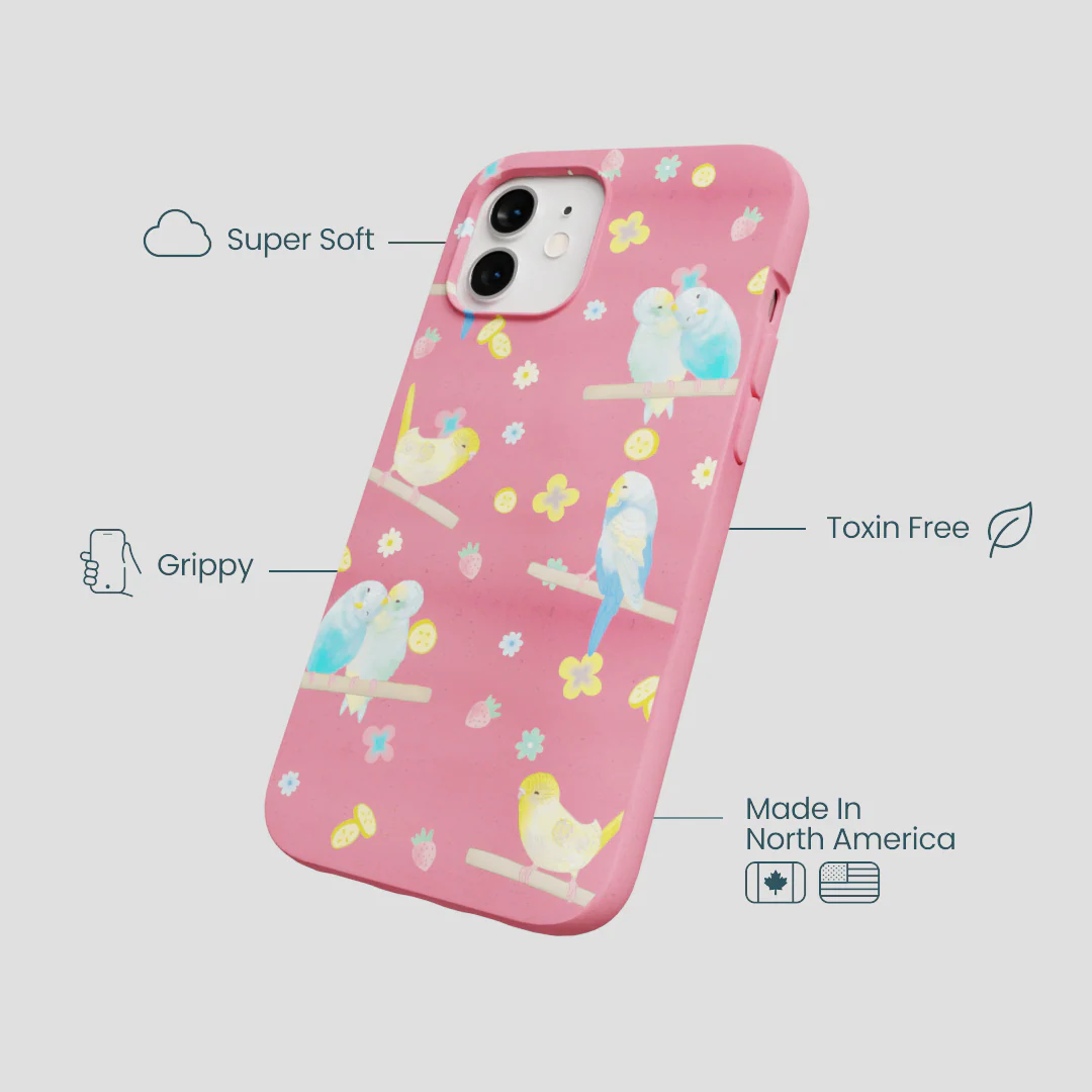 Bubblegum Pink Budgie Daydream iPhone 12/ iPhone 12 Pro Case - Image 4