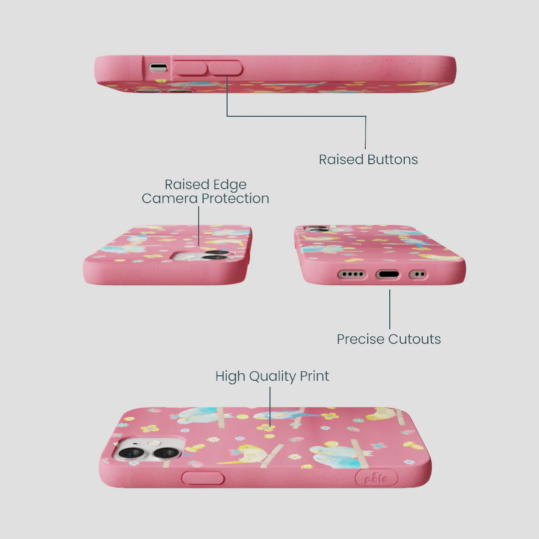 Bubblegum Pink Budgie Daydream iPhone 12 Mini Case - Image 3