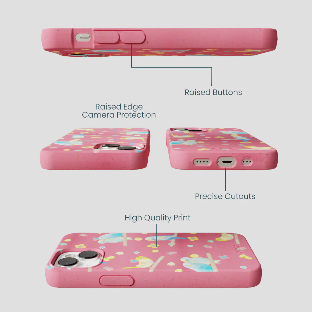 Bubblegum Pink Budgie Daydream iPhone 13 Case - Image 3