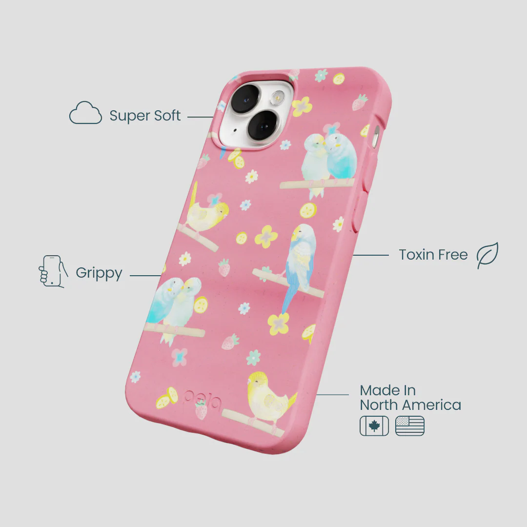 Bubblegum Pink Budgie Daydream iPhone 13 Case - Image 4