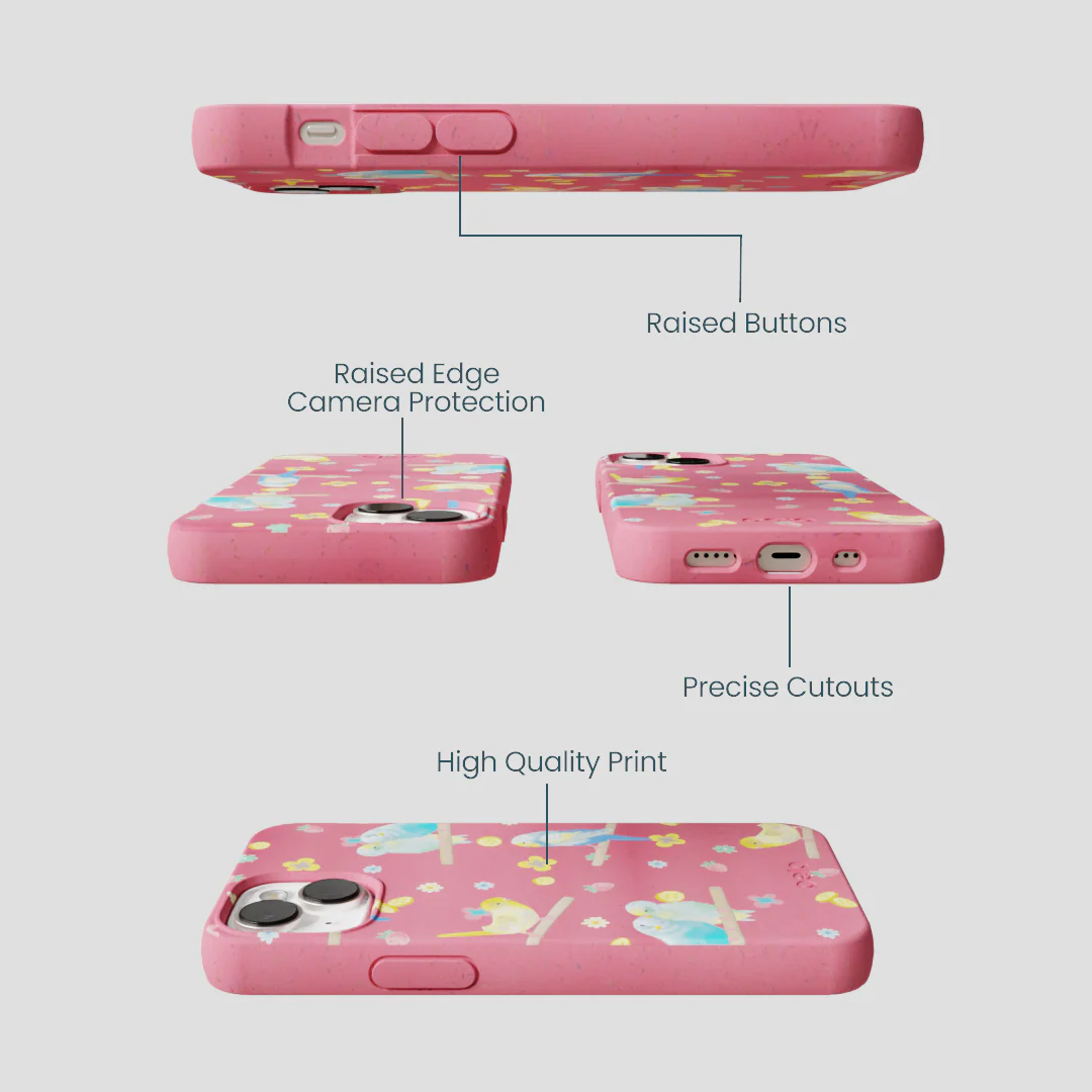 Bubblegum Pink Budgie Daydream iPhone 13 Mini Case - Image 3