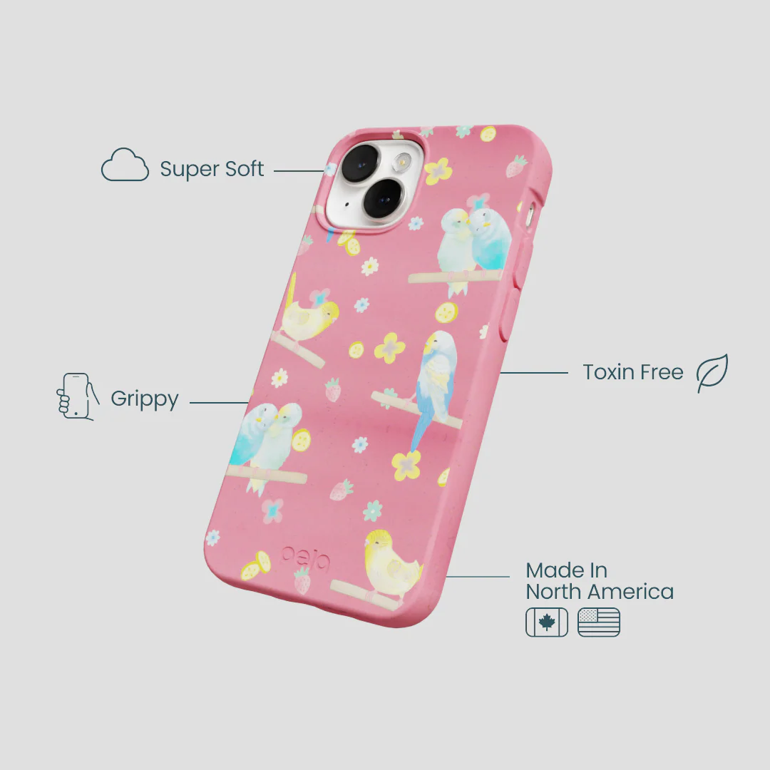 Bubblegum Pink Budgie Daydream iPhone 13 Mini Case - Image 4