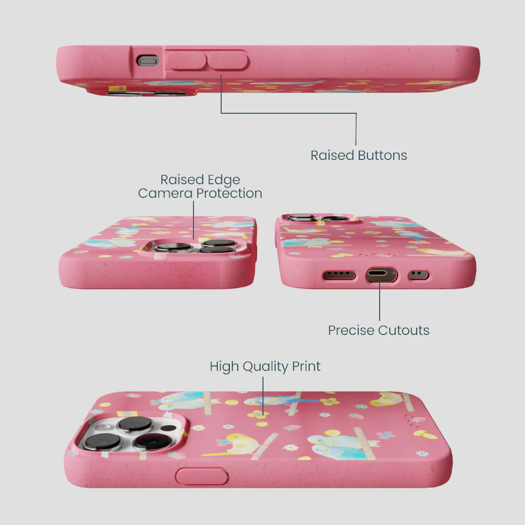 Bubblegum Pink Budgie Daydream iPhone 13 Pro Max Case - Image 3