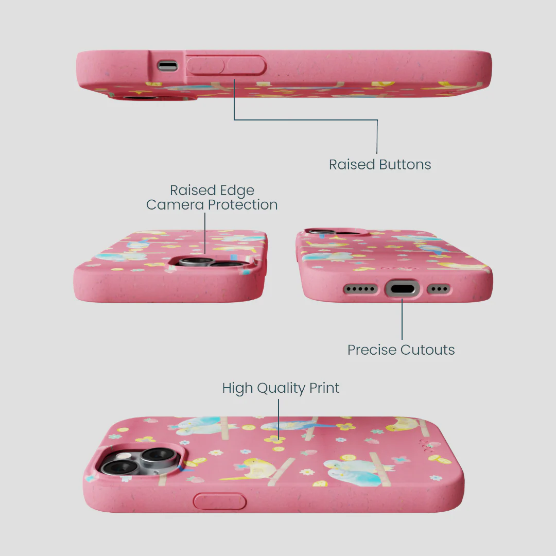Bubblegum Pink Budgie Daydream iPhone 14 Case - Image 3