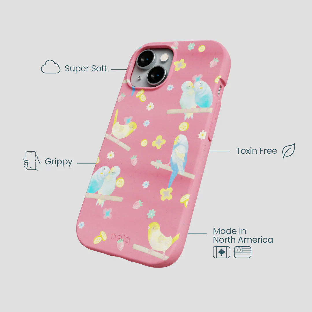 Bubblegum Pink Budgie Daydream iPhone 14 Case - Image 4