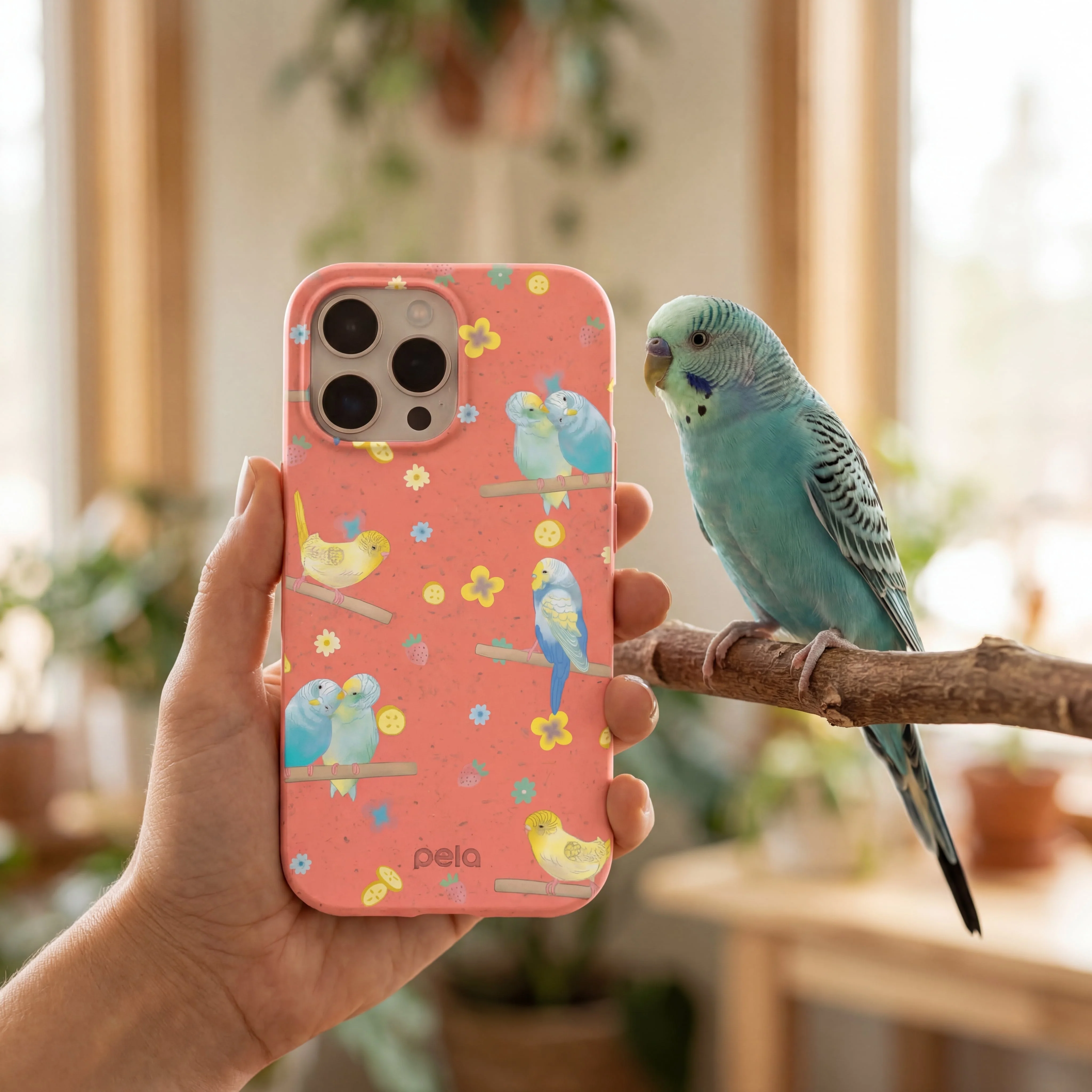 Bubblegum Pink Budgie Daydream iPhone 14 Plus Case - Image 2