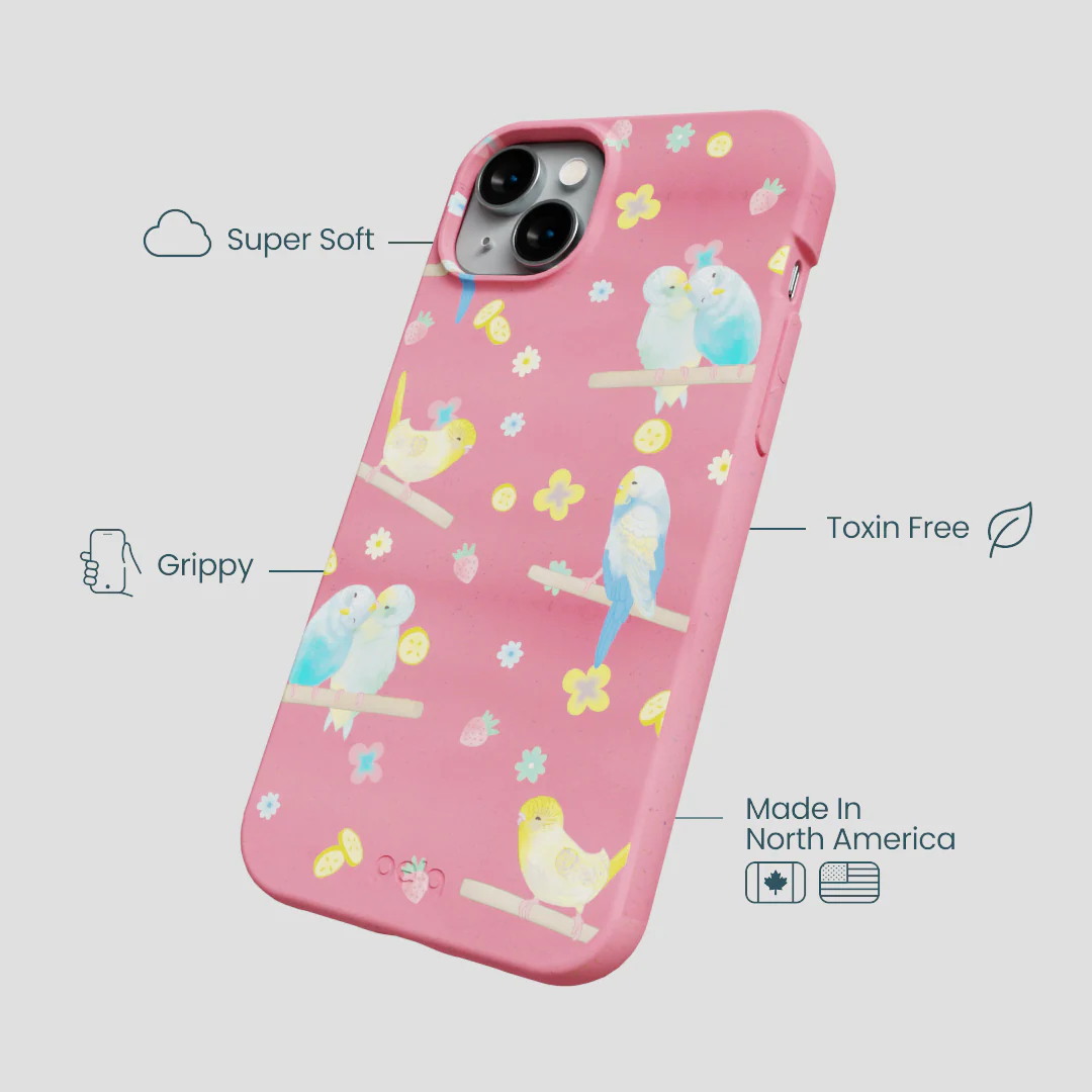 Bubblegum Pink Budgie Daydream iPhone 14 Plus Case - Image 4