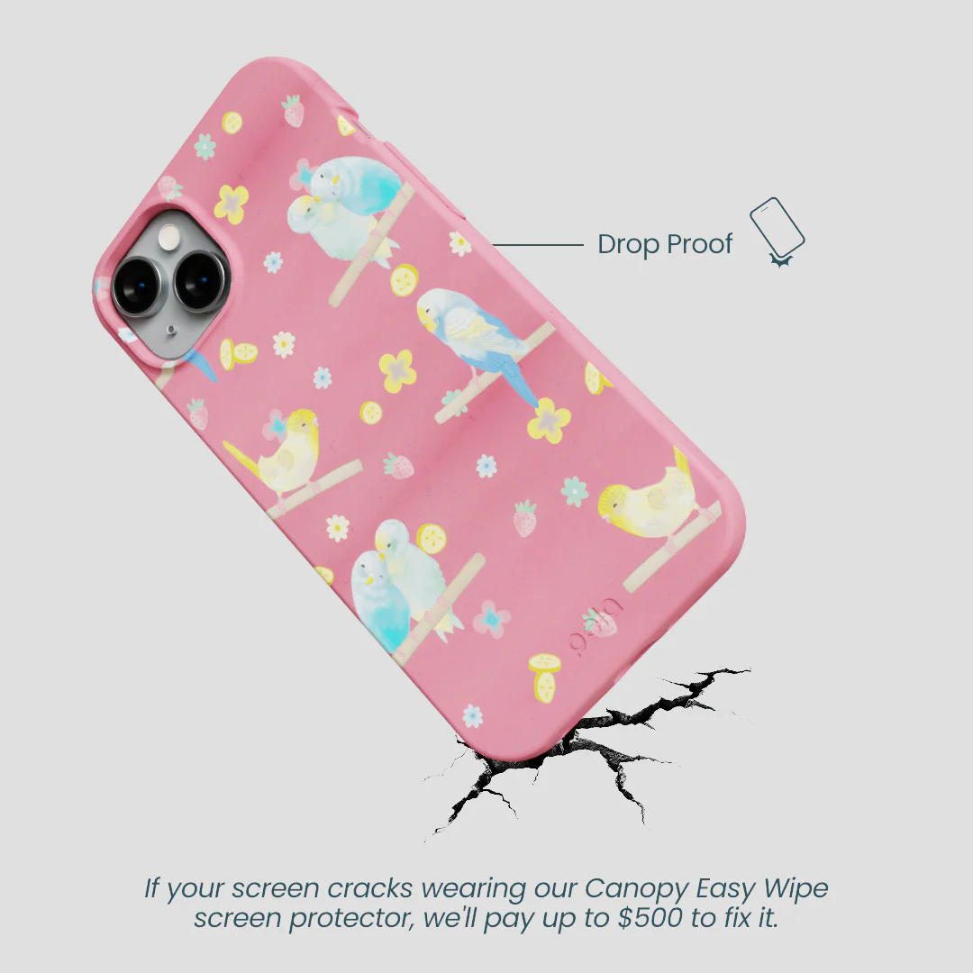 Bubblegum Pink Budgie Daydream iPhone 14 Plus Case - Image 5