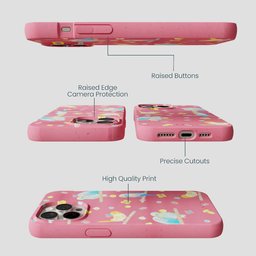 Bubblegum Pink Budgie Daydream iPhone 14 Pro Max Case - Image 3