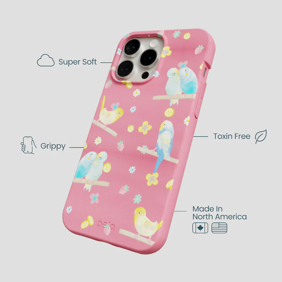 Bubblegum Pink Budgie Daydream iPhone 14 Pro Max Case - Image 4