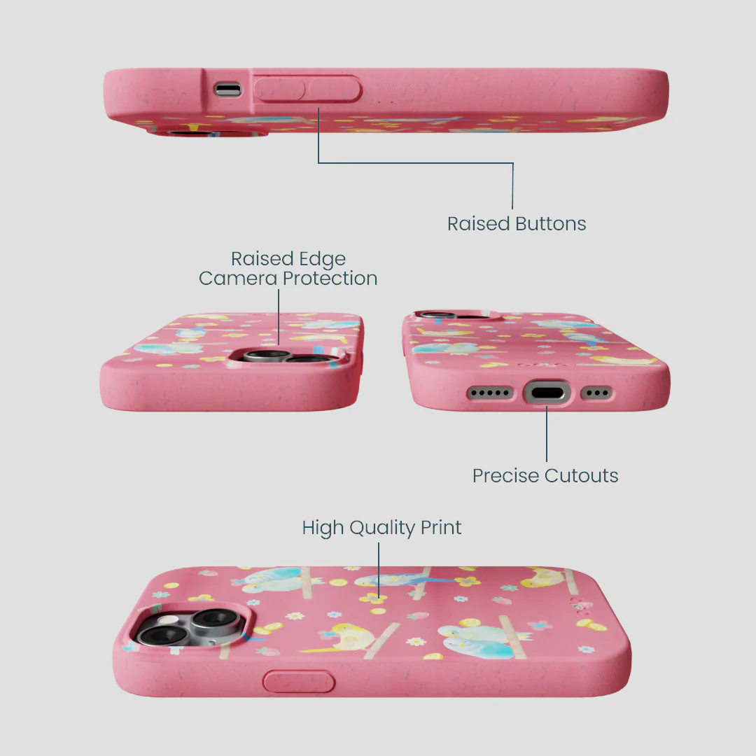 Bubblegum Pink Budgie Daydream iPhone 15 Case - Image 3