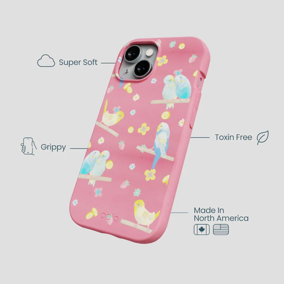 Bubblegum Pink Budgie Daydream iPhone 15 Case - Image 4
