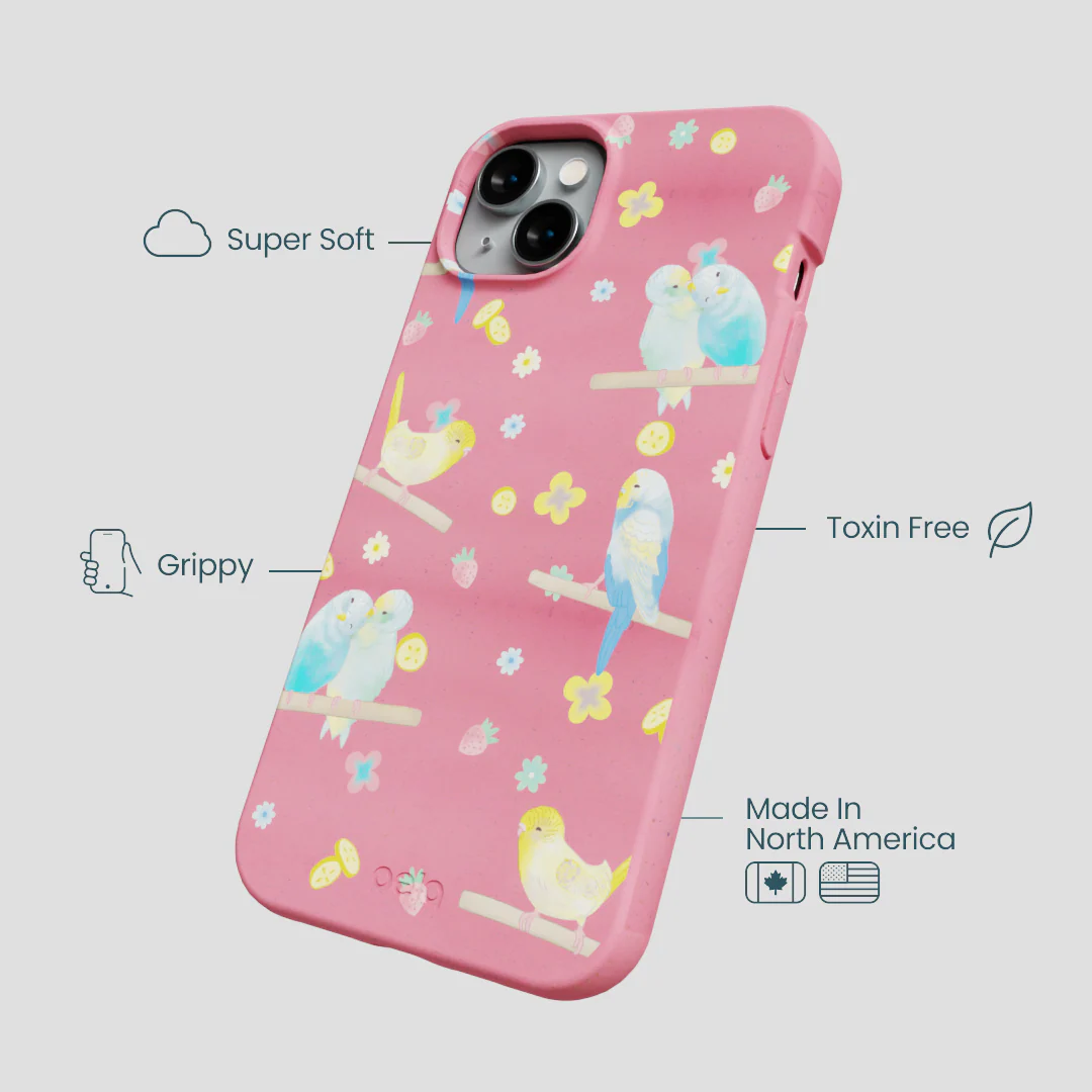 Bubblegum Pink Budgie Daydream iPhone 15 Plus Case - Image 4