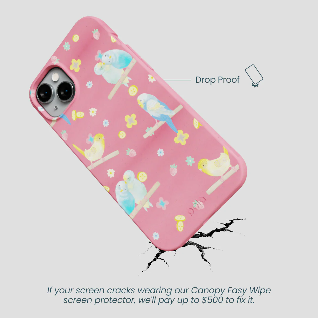 Bubblegum Pink Budgie Daydream iPhone 15 Plus Case - Image 5