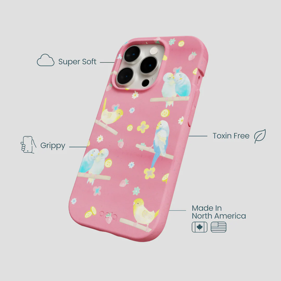 Bubblegum Pink Budgie Daydream iPhone 15 Pro Case - Image 4