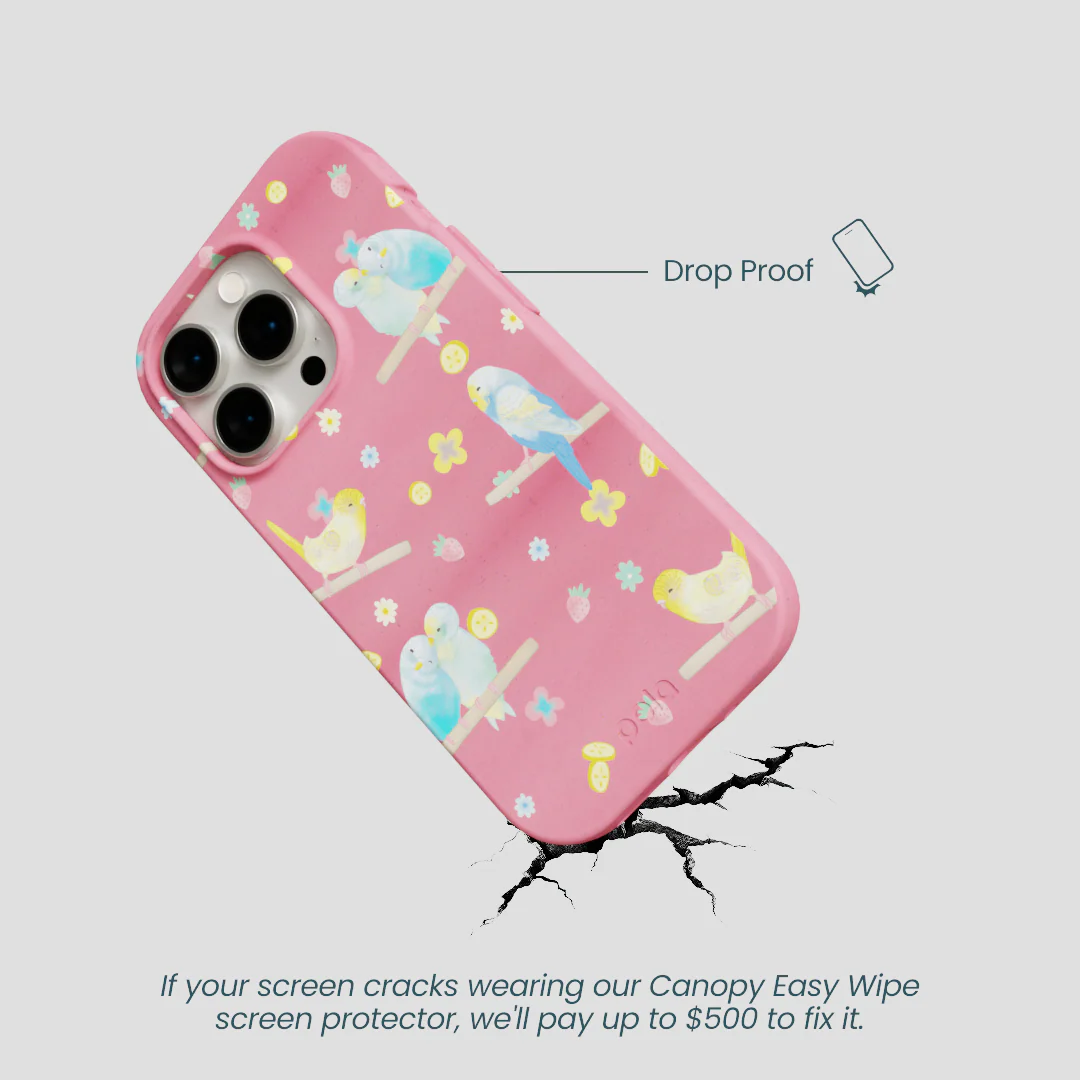 Bubblegum Pink Budgie Daydream iPhone 15 Pro Case - Image 5