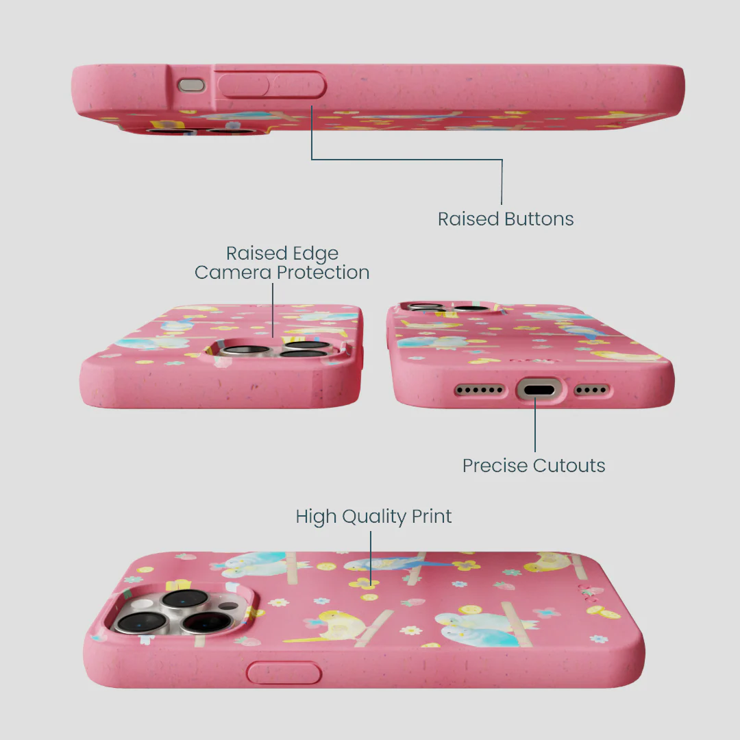 Bubblegum Pink Budgie Daydream iPhone 15 Pro Max Case - Image 3