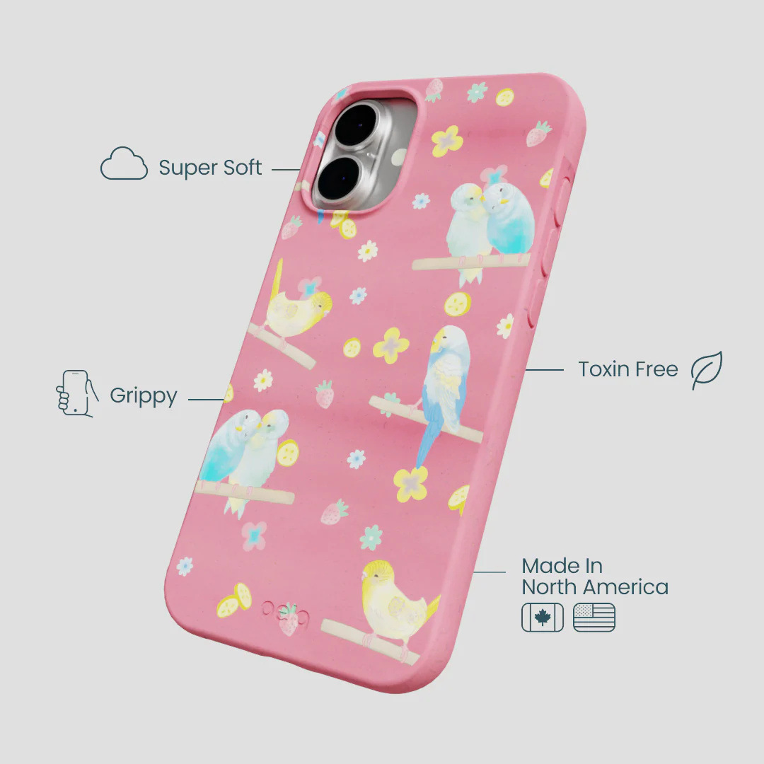 Bubblegum Pink Budgie Daydream iPhone 16 Plus Case - Image 4