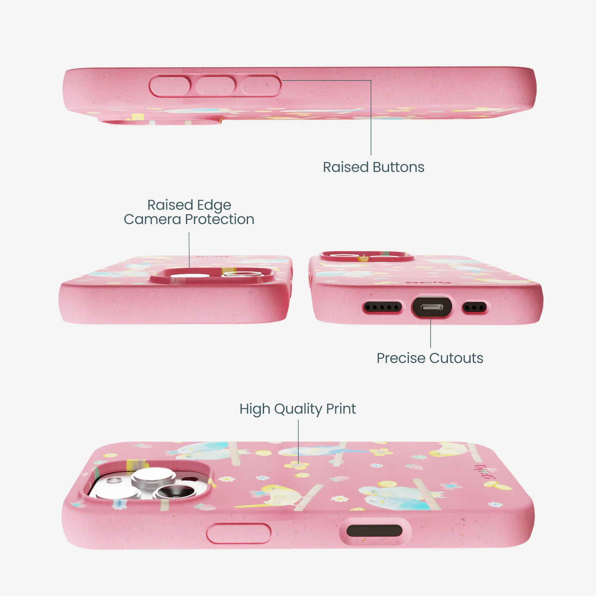 Bubblegum Pink Budgie Daydream iPhone 16 Pro Max Case - Image 3