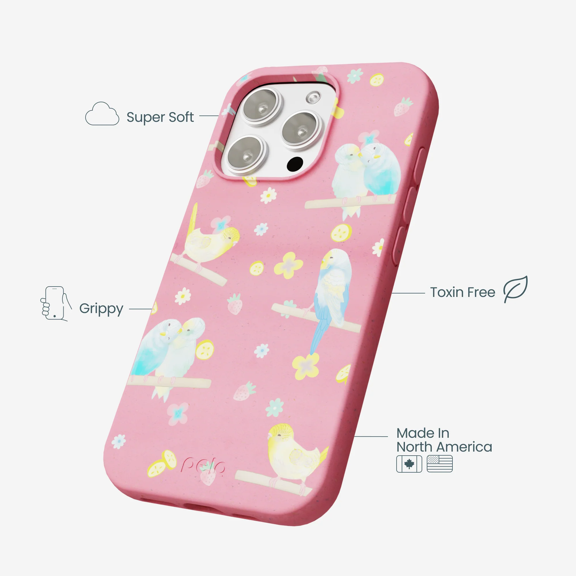 Bubblegum Pink Budgie Daydream iPhone 16 Pro Max Case - Image 4