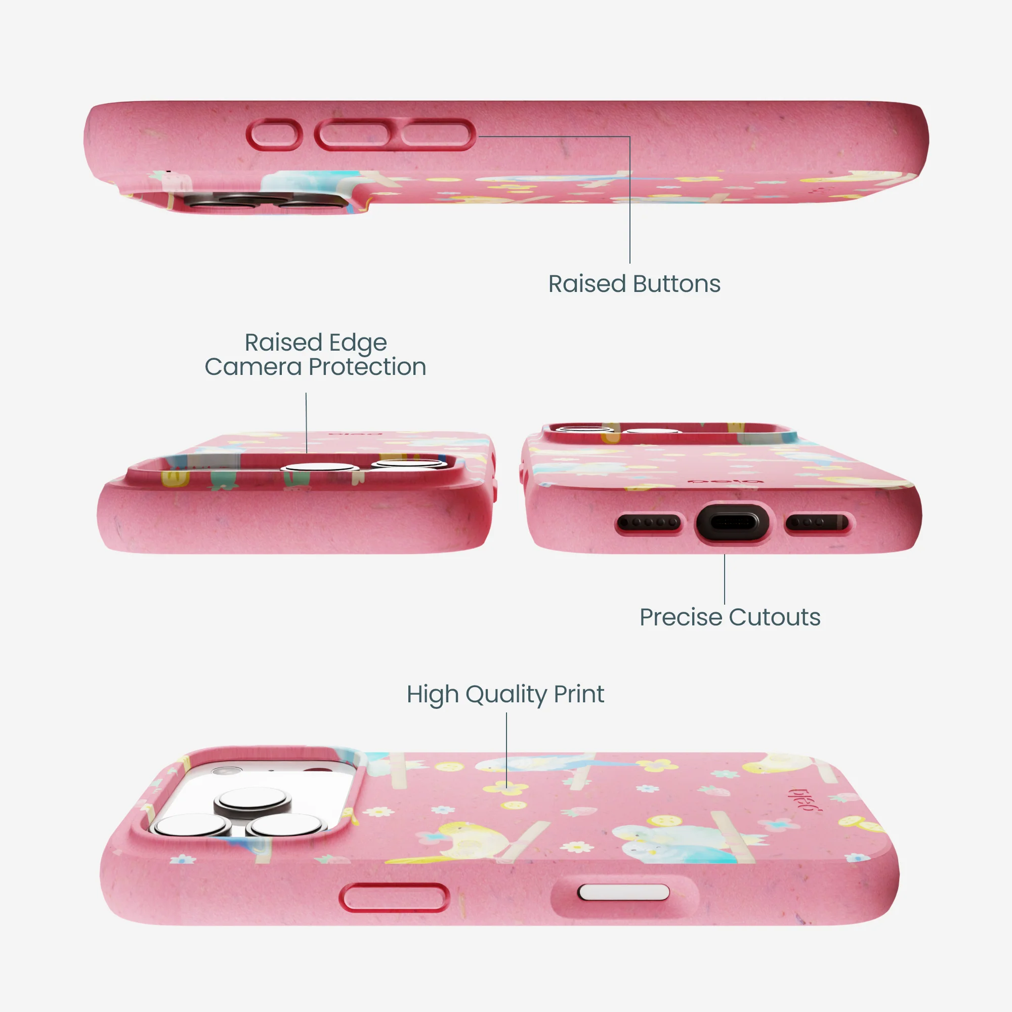 Bubblegum Pink Budgie Daydream iPhone 17 Pro Case - Image 3