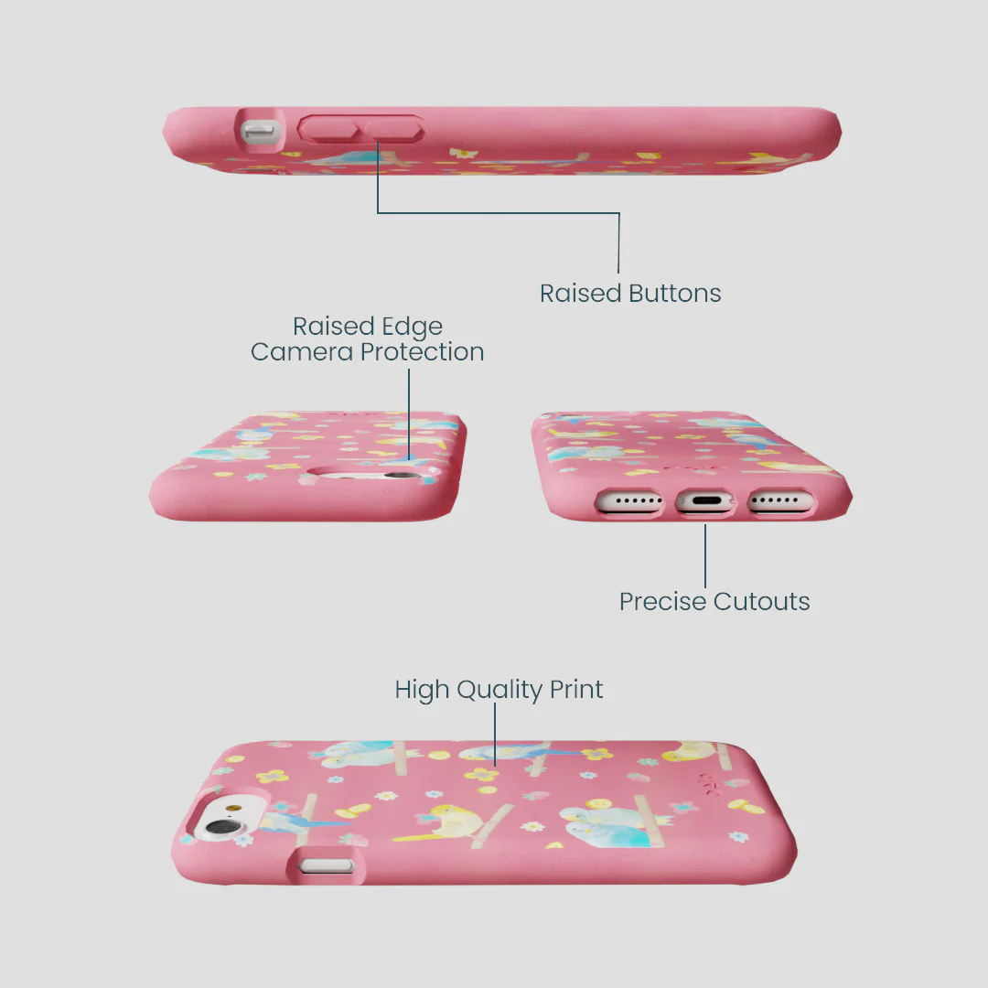 Bubblegum Pink Budgie Daydream iPhone 6/6s/7/8/SE Case - Image 3