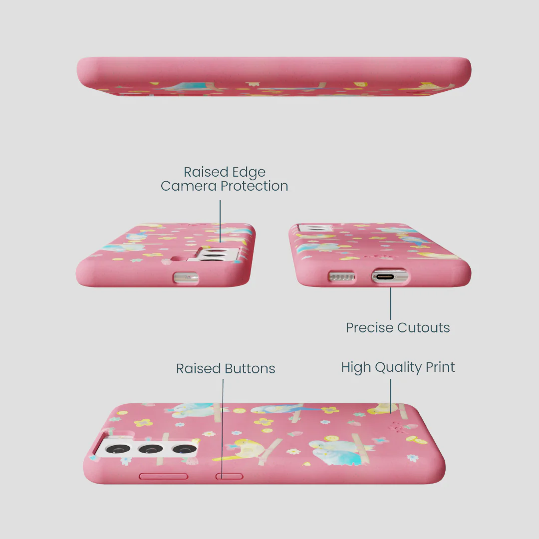 Bubblegum Pink Budgie Daydream Samsung Galaxy S21 Case - Image 3