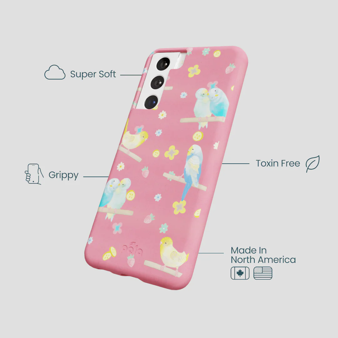 Bubblegum Pink Budgie Daydream Samsung Galaxy S21 Case - Image 4