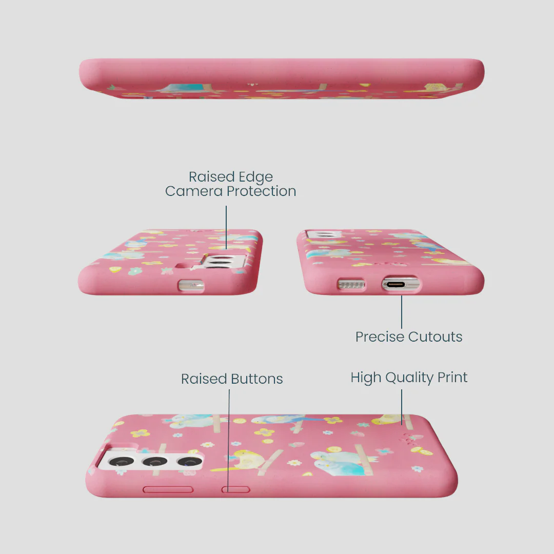 Bubblegum Pink Budgie Daydream Samsung Galaxy S22 Case - Image 3