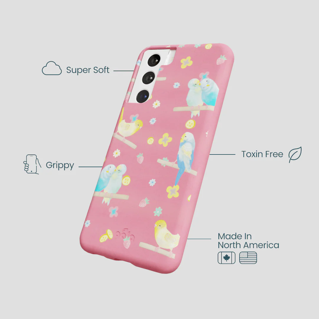 Bubblegum Pink Budgie Daydream Samsung Galaxy S22 Case - Image 4