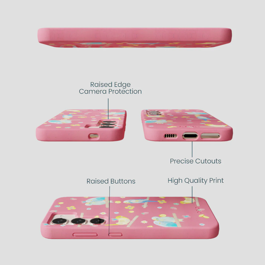 Bubblegum Pink Budgie Daydream Samsung Galaxy S23 Case - Image 3