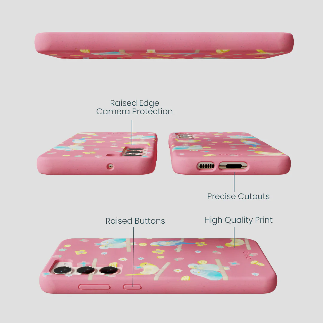 Bubblegum Pink Budgie Daydream Samsung Galaxy S23+(Plus) Case - Image 3