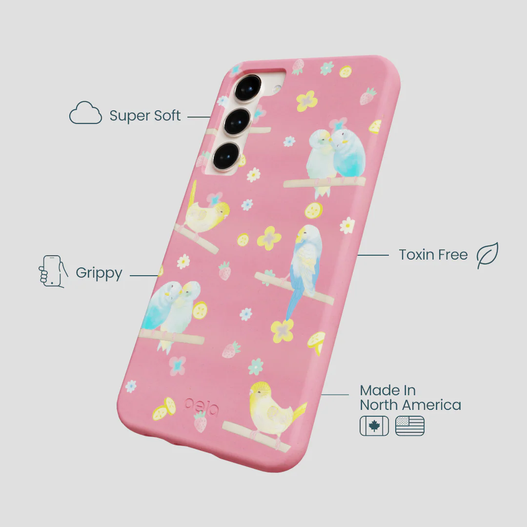 Bubblegum Pink Budgie Daydream Samsung Galaxy S23+(Plus) Case - Image 4