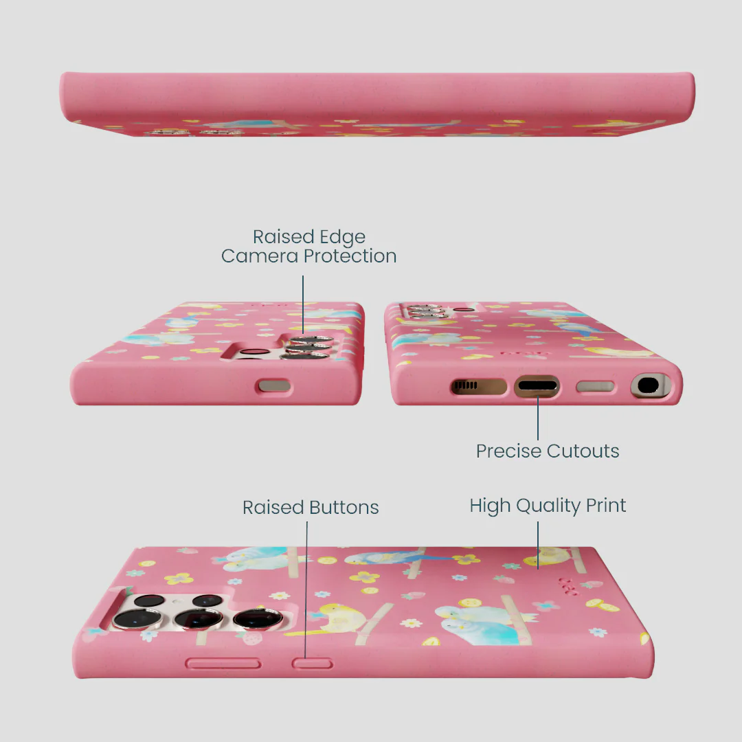 Bubblegum Pink Budgie Daydream Samsung Galaxy S24 Ultra Case - Image 3