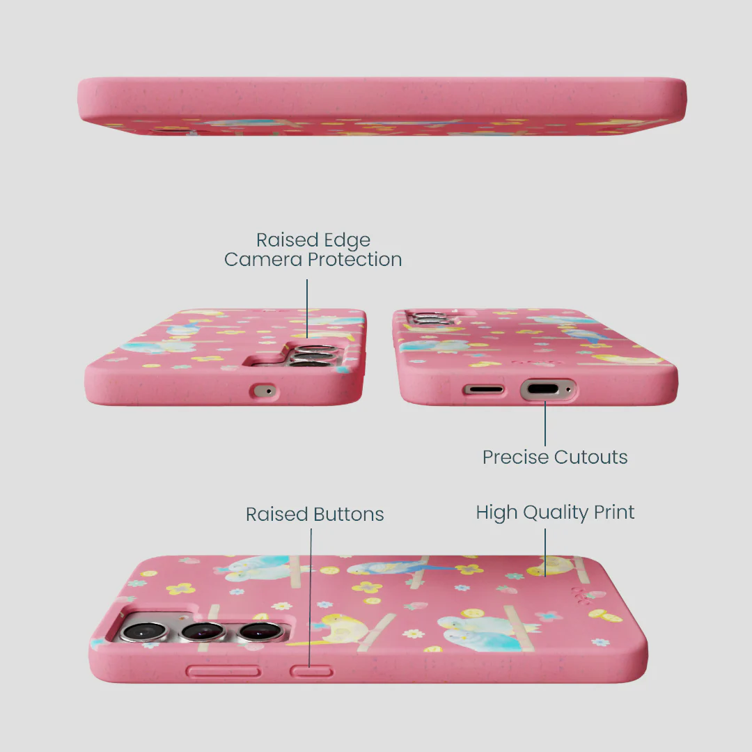 Bubblegum Pink Budgie Daydream Samsung Galaxy S25+(Plus) Case - Image 3