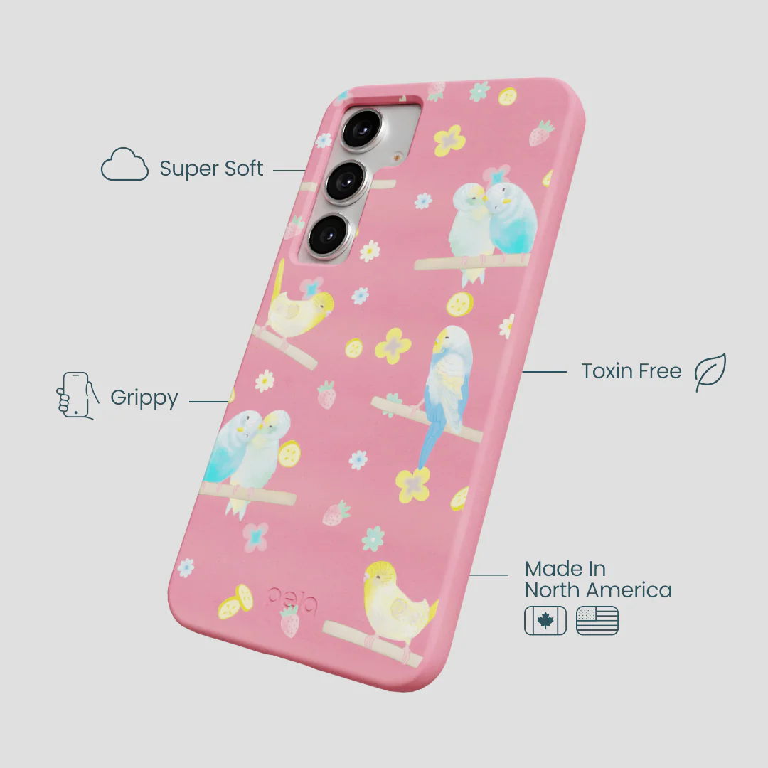 Bubblegum Pink Budgie Daydream Samsung Galaxy S25+(Plus) Case - Image 4